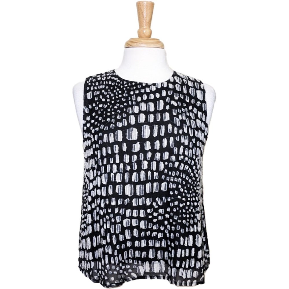 JOIE Silk Beaded Rough Diamond Print Silk Tank Top